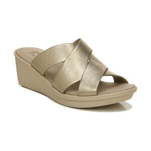 Naturalizer Women's Rowena Slide Wedge Sandals, Warm Silver Size 8M